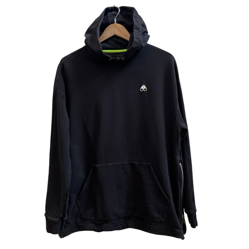 Moose Knuckles Black Thordason Side Zip Vents Pocket Hoodie Large No Drawstring